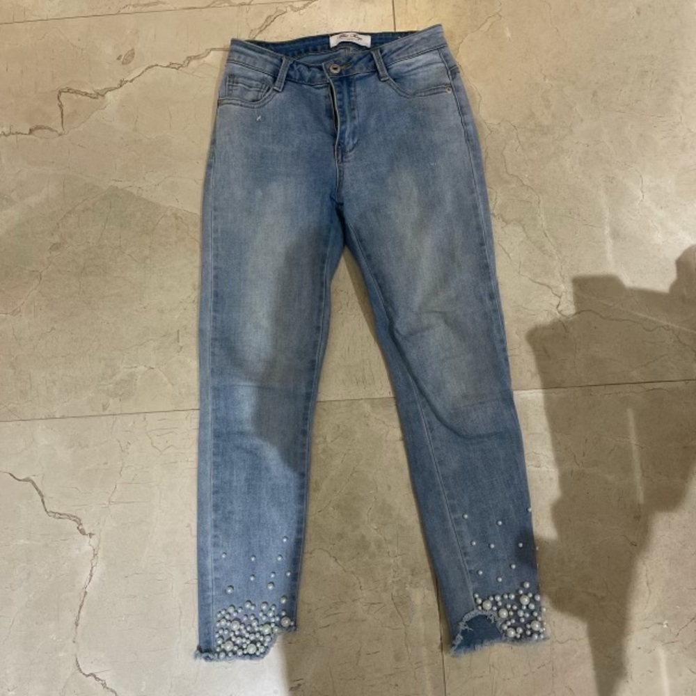 Blue detailed skinny jeans